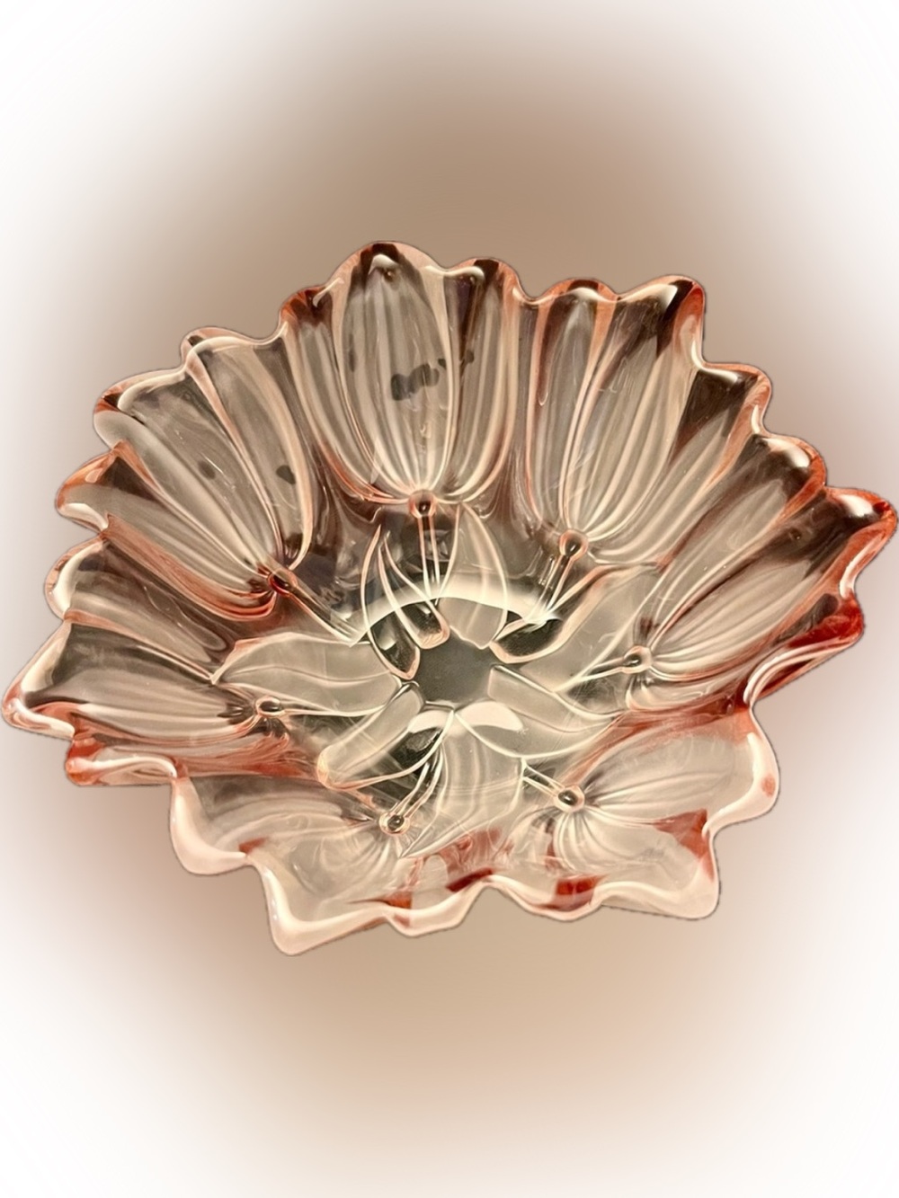 Vintage Mikasa Walther Glass Sylvia Pink Frosted Tulip Bowl West Germany 5.5"